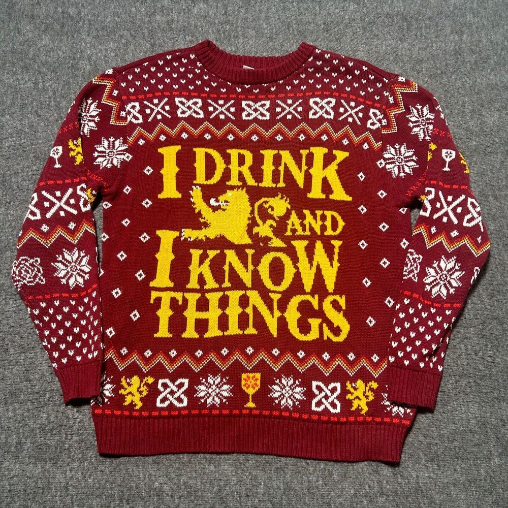 Game Of Thrones Ugly Christmas Sweater Adult Large "I Drink And I Know Things"
